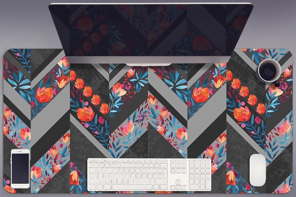 Sous-main bureau Fleurs à Herringbone