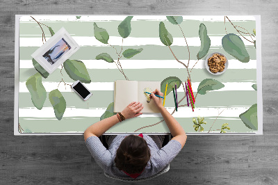 Sous-main bureau Feuilles sur un fond rayé