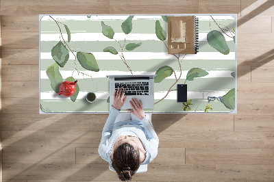 Sous-main bureau Feuilles sur un fond rayé