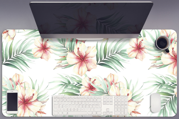 Sous-main bureau Fleurs hawaïennes