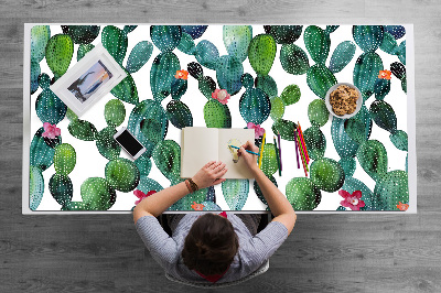 Sous-main bureau Cactus avec des fleurs