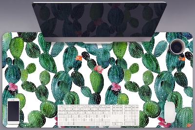 Sous-main bureau Cactus avec des fleurs