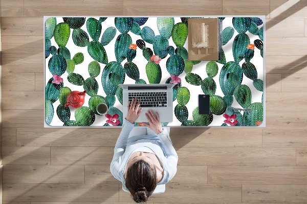 Sous-main bureau Cactus avec des fleurs