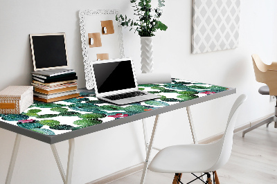 Sous-main bureau Cactus avec des fleurs