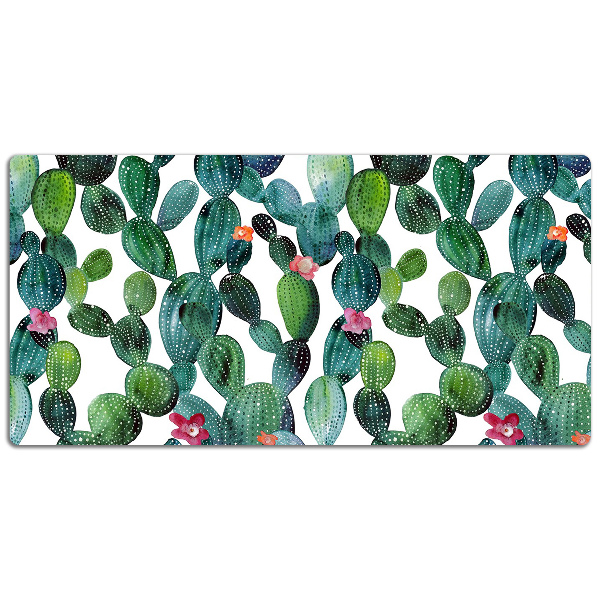 Sous-main bureau Cactus avec des fleurs