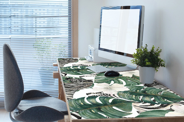 Sous-main bureau Zèbre dans les feuilles