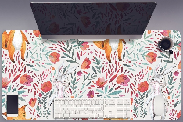 Tapis de bureau Renard et lapin