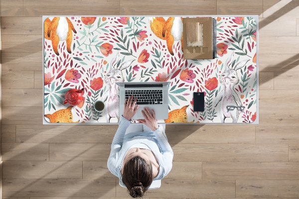 Tapis de bureau Renard et lapin