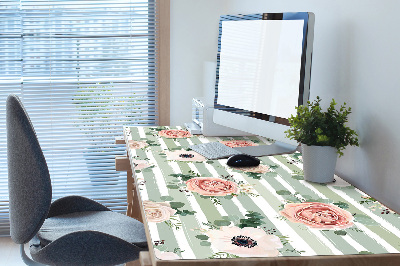 Sous main de bureau Roses rayées