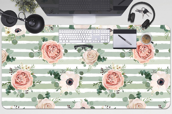 Sous main de bureau Roses rayées