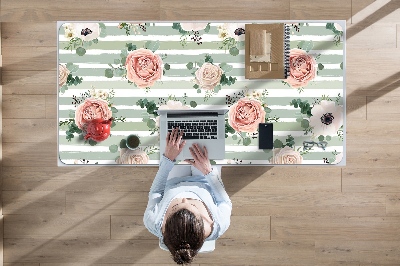 Sous main de bureau Roses rayées