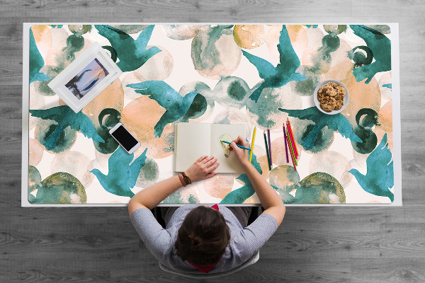 Sous-main bureau Oiseaux aquarelles