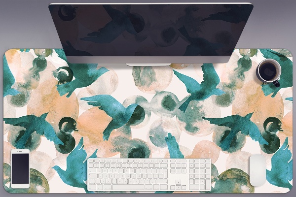 Sous-main bureau Oiseaux aquarelles
