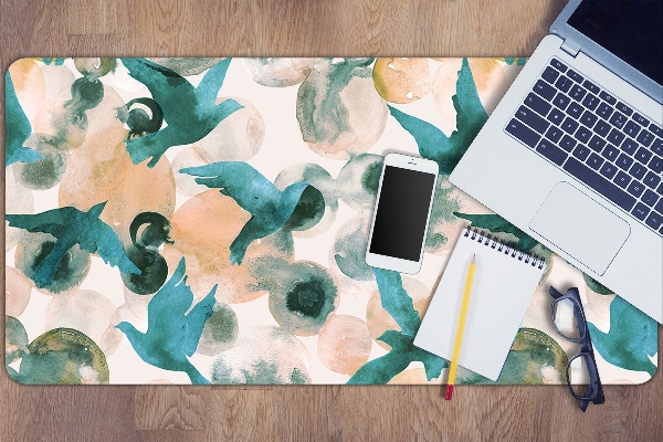 Sous-main bureau Oiseaux aquarelles