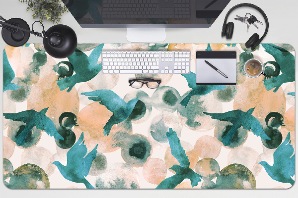 Sous-main bureau Oiseaux aquarelles