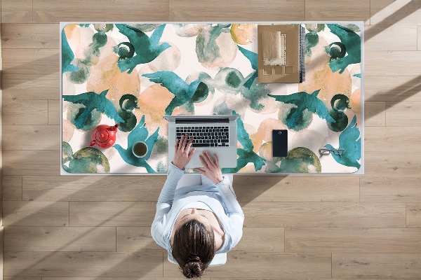 Sous-main bureau Oiseaux aquarelles