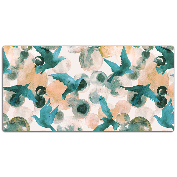Sous-main bureau Oiseaux aquarelles
