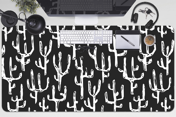 Sous-main bureau Cacti dessiné blanc