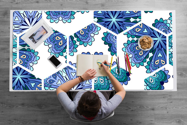 Sous-main bureau Fleurs hexagonales