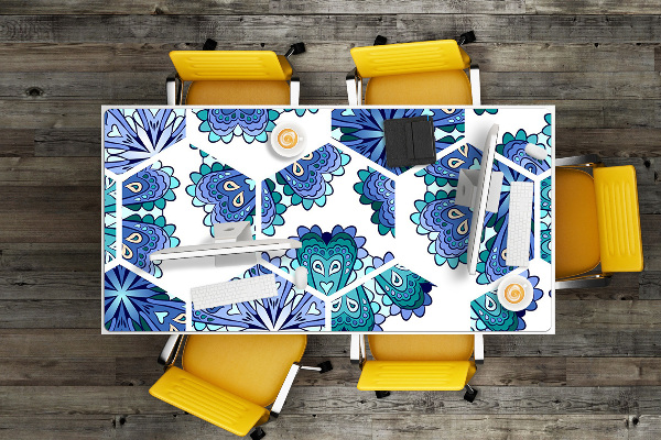 Sous-main bureau Fleurs hexagonales