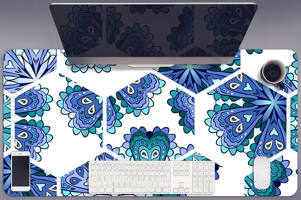 Sous-main bureau Fleurs hexagonales