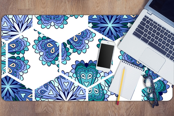 Sous-main bureau Fleurs hexagonales