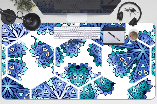 Sous-main bureau Fleurs hexagonales