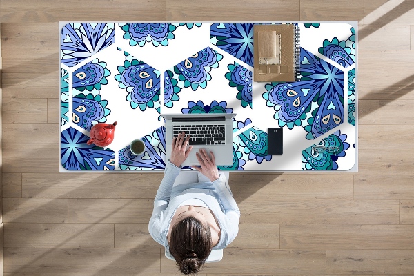 Sous-main bureau Fleurs hexagonales