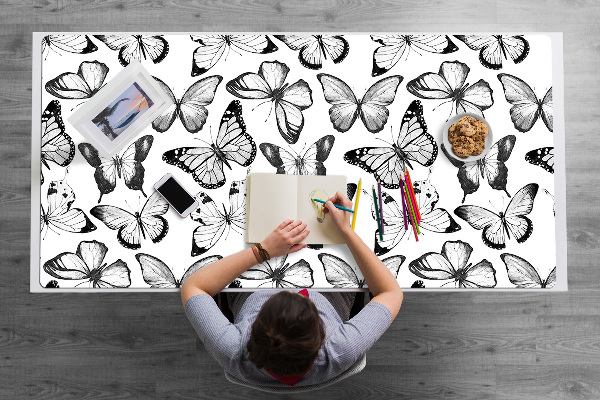 Sous-main bureau Papillon noir et blanc