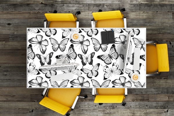 Sous-main bureau Papillon noir et blanc