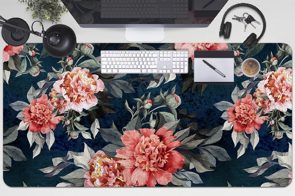 Sous-main bureau Pivoines rouges