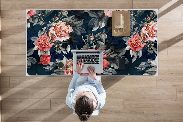 Sous-main bureau Pivoines rouges