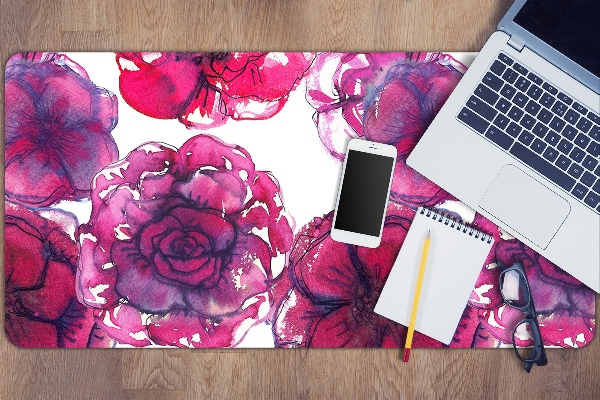Sous main de bureau roses rouges
