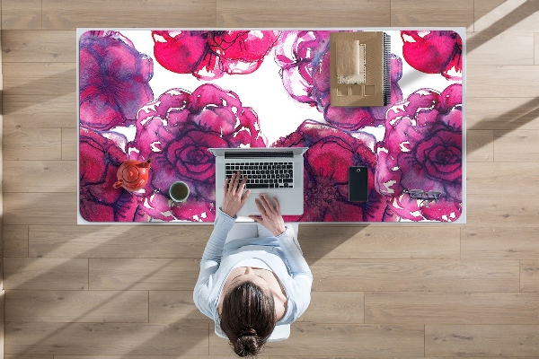 Sous main de bureau roses rouges