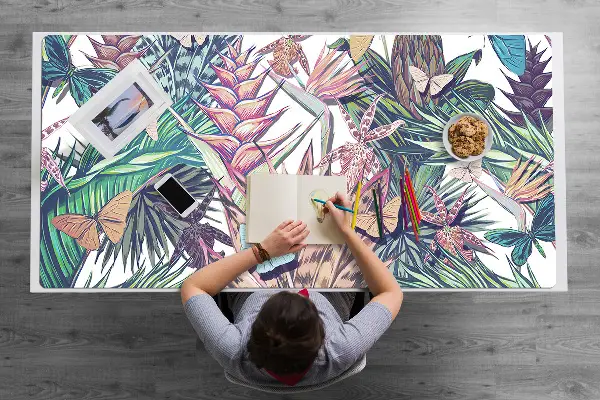 Tapis de bureau Fleurs et papillons