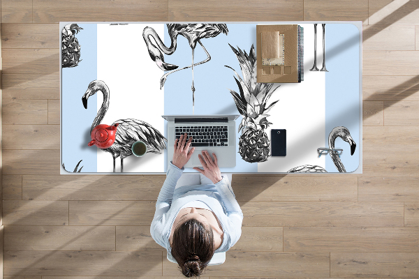 Sous-main bureau Flamant et ananas