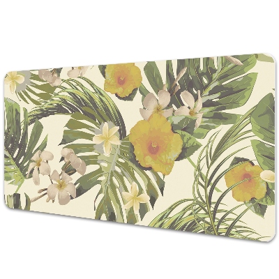 Tapis de bureau Feuilles tropicales et fleurs