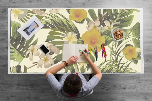 Tapis de bureau Feuilles tropicales et fleurs