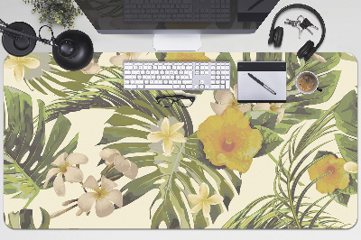 Tapis de bureau Feuilles tropicales et fleurs