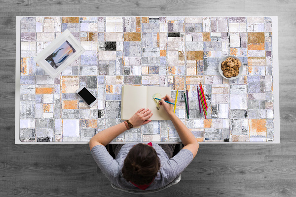 Sous-main bureau Tuiles colorées