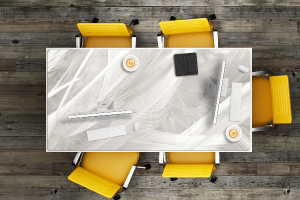 Sous-main bureau Belles plumes blanches