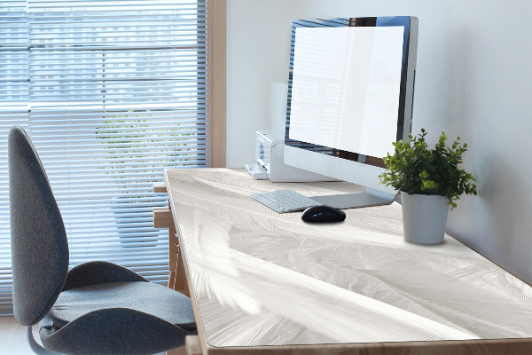 Sous-main bureau Belles plumes blanches