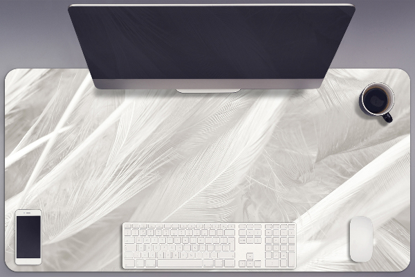 Sous-main bureau Belles plumes blanches