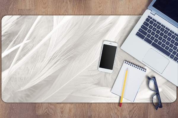 Sous-main bureau Belles plumes blanches