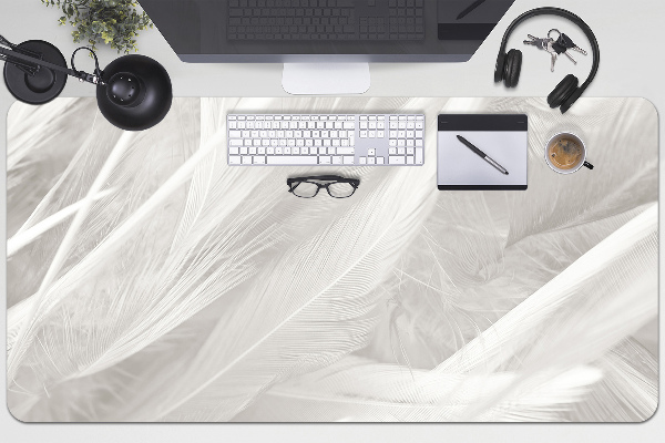 Sous-main bureau Belles plumes blanches