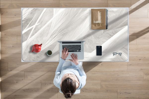 Sous-main bureau Belles plumes blanches