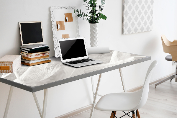 Sous-main bureau Belles plumes blanches