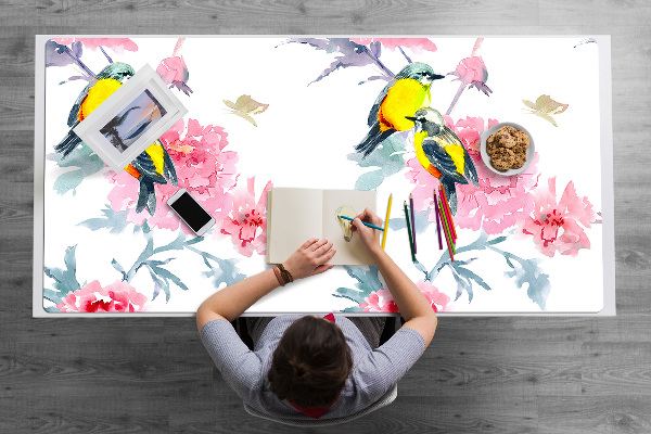 Sous-main bureau Oiseaux et fleurs