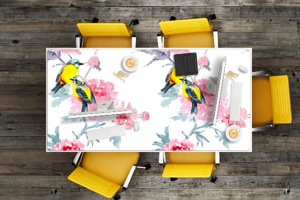 Sous-main bureau Oiseaux et fleurs