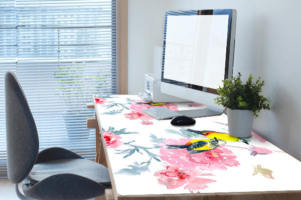 Sous-main bureau Oiseaux et fleurs